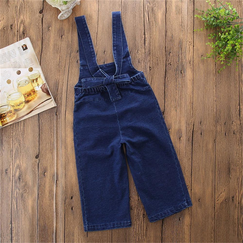 Girls Solid Jeans Casual Suspenders Jumpsuit Overalls Wholesale Kids - PrettyKid