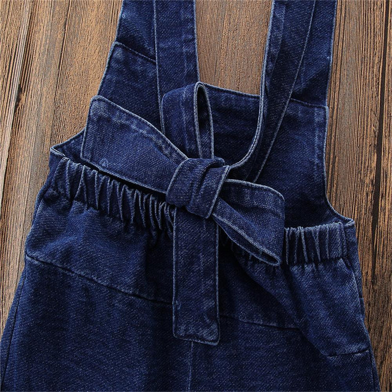 Girls Solid Jeans Casual Suspenders Jumpsuit Overalls Wholesale Kids - PrettyKid