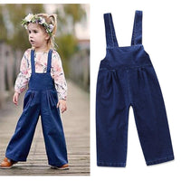 Girls Solid Jeans Casual Suspenders Jumpsuit Overalls Wholesale Kids - PrettyKid