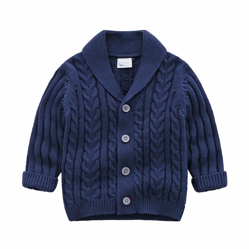 Baby Boys Solid Sweaters Long Sleeve Button Cardigan Jacket - PrettyKid