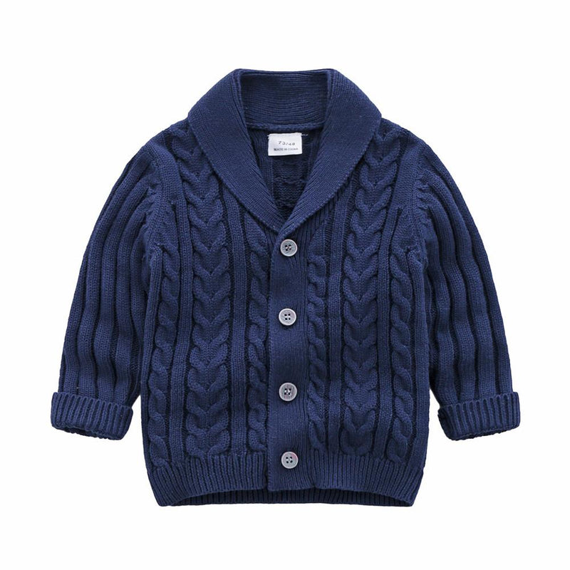 Baby Boys Solid Sweaters Long Sleeve Button Cardigan Jacket - PrettyKid