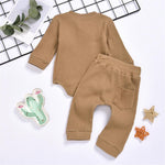 Baby Boys Solid Knitted Long Sleeve Romper & Pants - PrettyKid