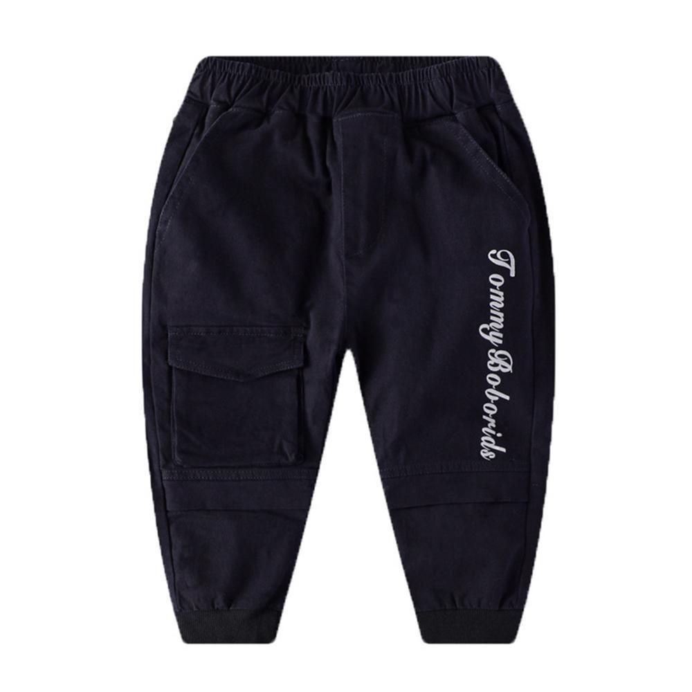 Boys Solid Letter Casual Pants Wholesale - PrettyKid