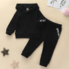 Girls Solid Letter Printed Hooded Long Sleeve Tracksuit Little Girl Outfits - PrettyKid