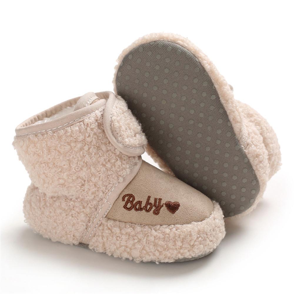 Baby Solid Letter Printed Magic Tape Snow Boots - PrettyKid