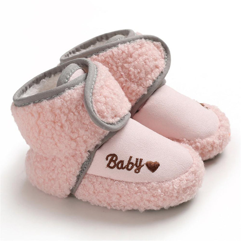 Baby Solid Letter Printed Magic Tape Snow Boots - PrettyKid