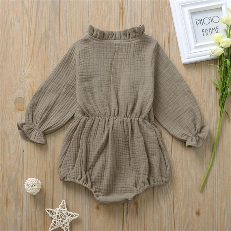 Baby Girls Solid Long Sleeve Bow Decor Romper Baby Clothes Vendors - PrettyKid