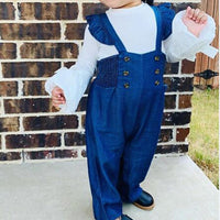 Girls Solid Flare Long Sleeve Bow Decor Tops & Denim Pants - PrettyKid