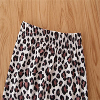 Girls Solid Long Sleeve Button Blouse & Leopard Pants Toddler Girls Wholesale - PrettyKid