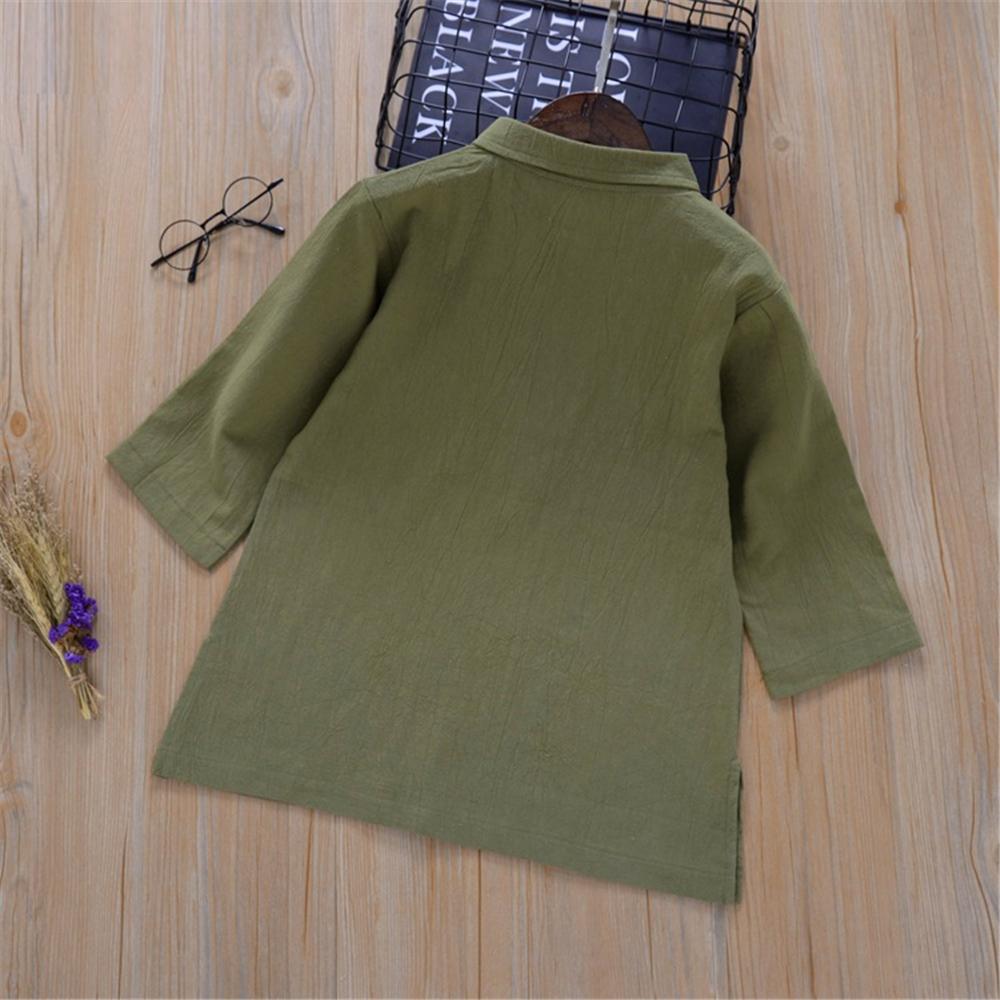 Toddler Boys Solid Long Sleeve Button Lapel Shirts Wholesale Boys Clothes - PrettyKid