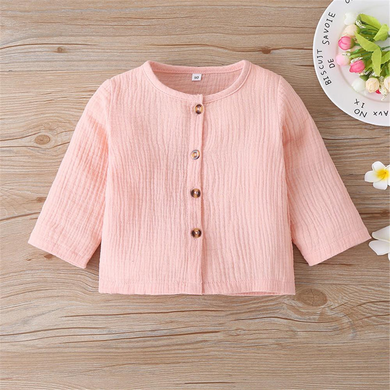 Girls Solid Long Sleeve Button Top & Pants - PrettyKid