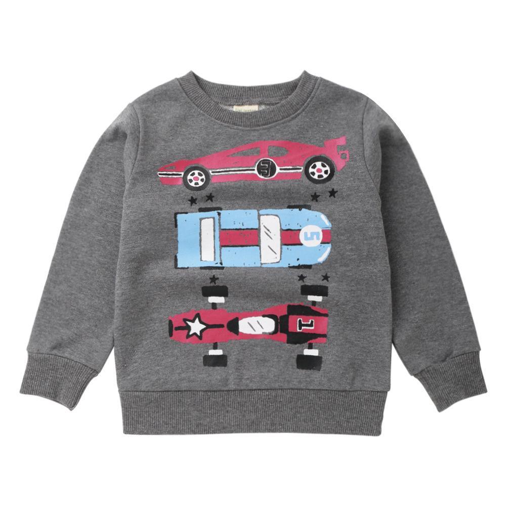 Boys Solid Long Sleeve Cartoon Casual Tops Wholesale - PrettyKid