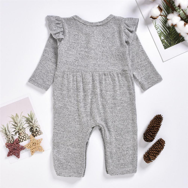 Baby Girls Solid Long Sleeve Casual Baby Romper Wholesale - PrettyKid