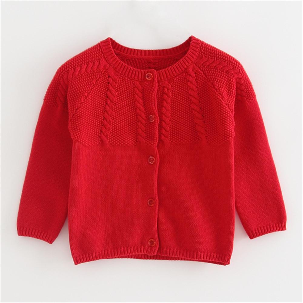 Girls Solid Long Sleeve Casual Sweaters - PrettyKid