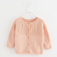 Girls Solid Long Sleeve Casual Sweaters - PrettyKid