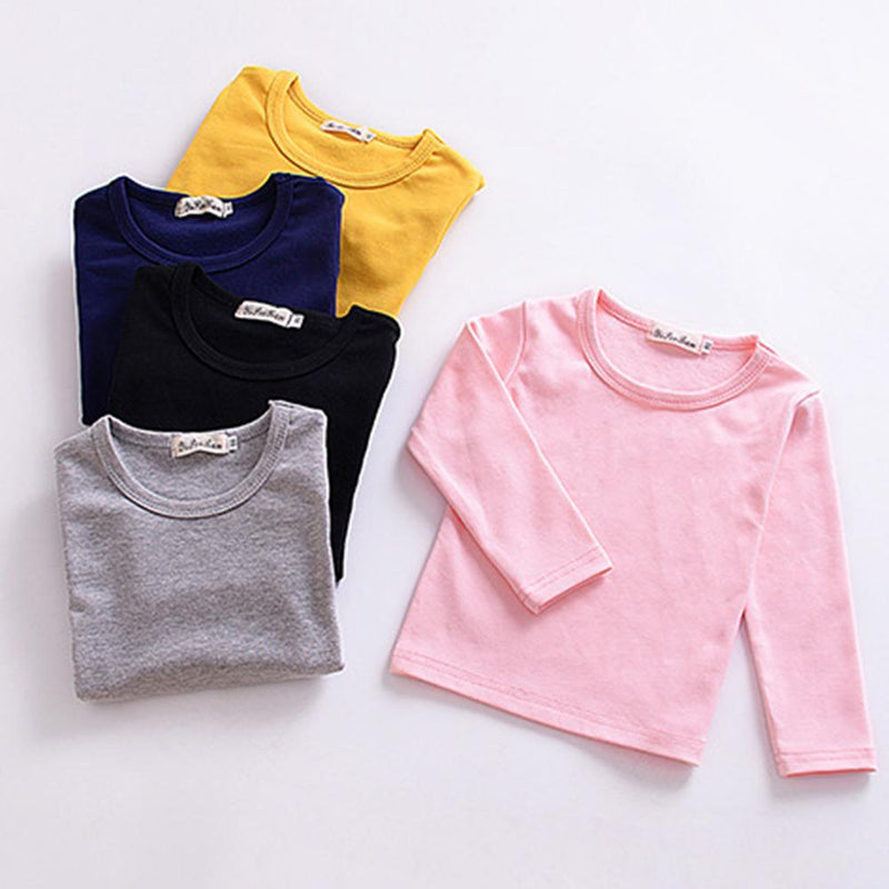 Toddler Girls Solid Long Sleeve Casual T-shirt Wholesale Girls Clothes Wholesale - PrettyKid
