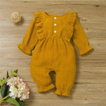 Baby Girls Solid Long Sleeve Cotton Linen Romper Baby Clothing In Bulk - PrettyKid