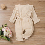 Baby Girls Solid Long Sleeve Cotton Linen Romper Baby Clothing In Bulk - PrettyKid