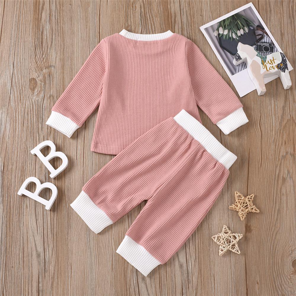 Girls Solid Long Sleeve Crew Neck Tops & Pants - PrettyKid