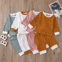 Girls Solid Long Sleeve Crew Neck Tops & Pants - PrettyKid