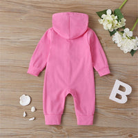 Baby Solid Long Sleeve Hooded Rompers - PrettyKid