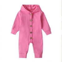 Baby Solid Long Sleeve Hooded Rompers - PrettyKid