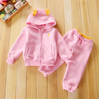 Girls Solid Long Sleeve Hooded Zipper Jacket & Trousers Girls Boutique Wholesale - PrettyKid