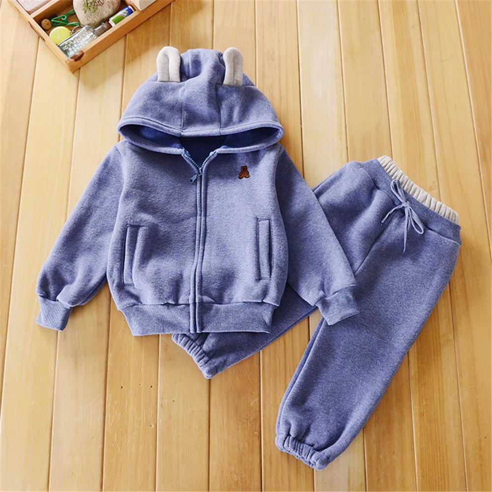 Girls Solid Long Sleeve Hooded Zipper Jacket & Trousers Girls Boutique Wholesale - PrettyKid