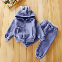 Girls Solid Long Sleeve Hooded Zipper Jacket & Trousers Girls Boutique Wholesale - PrettyKid