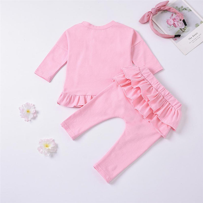 Baby Girls Solid Long Sleeve Pullover & Pants Cheap Boutique Baby Clothing - PrettyKid