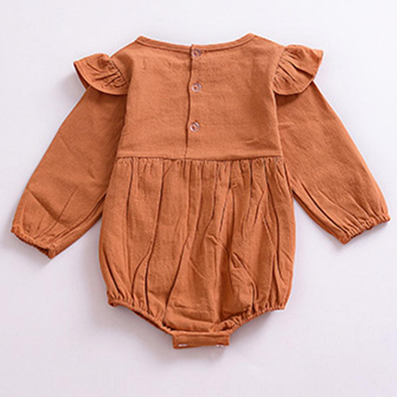 Baby Girls Solid Long Sleeve Romper Baby Boutique Clothing Wholesale - PrettyKid