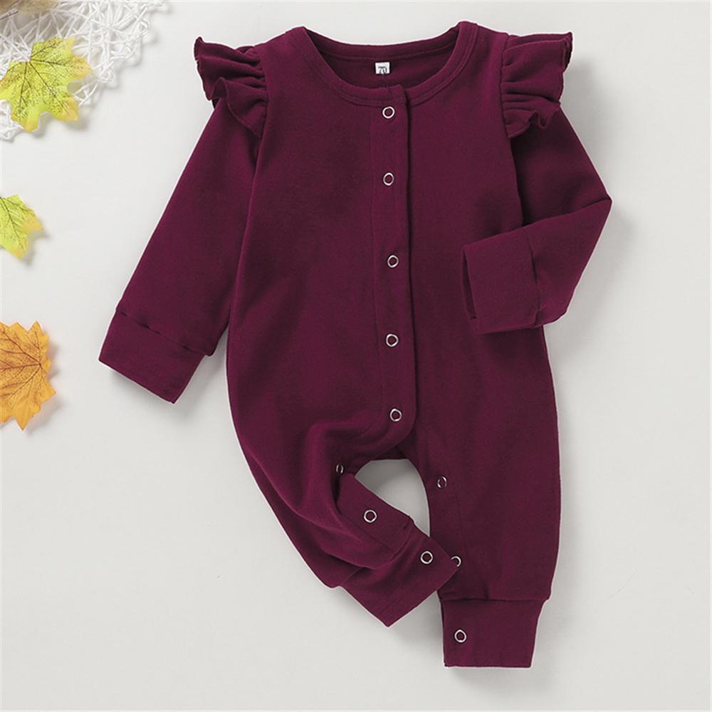 Baby Girls Solid Long Sleeve Romper Baby Clothes Warehouse - PrettyKid