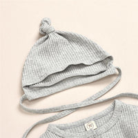 Baby Girls Solid Long Sleeve Romper & Hat Unique Baby Clothes Wholesale - PrettyKid