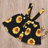 Baby Girls Solid Long Sleeve Romper & Sunflower Suspender Skirt Wholesale - PrettyKid