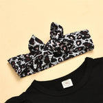 Baby Girls Solid Long Sleeve Romper & leopard Skirt & Headband Wholesale - PrettyKid