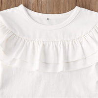 Girls Solid Long Sleeve Ruffle Blouse & Floral Pants - PrettyKid