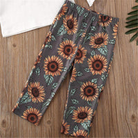Girls Solid Long Sleeve Ruffle Blouse & Floral Pants - PrettyKid
