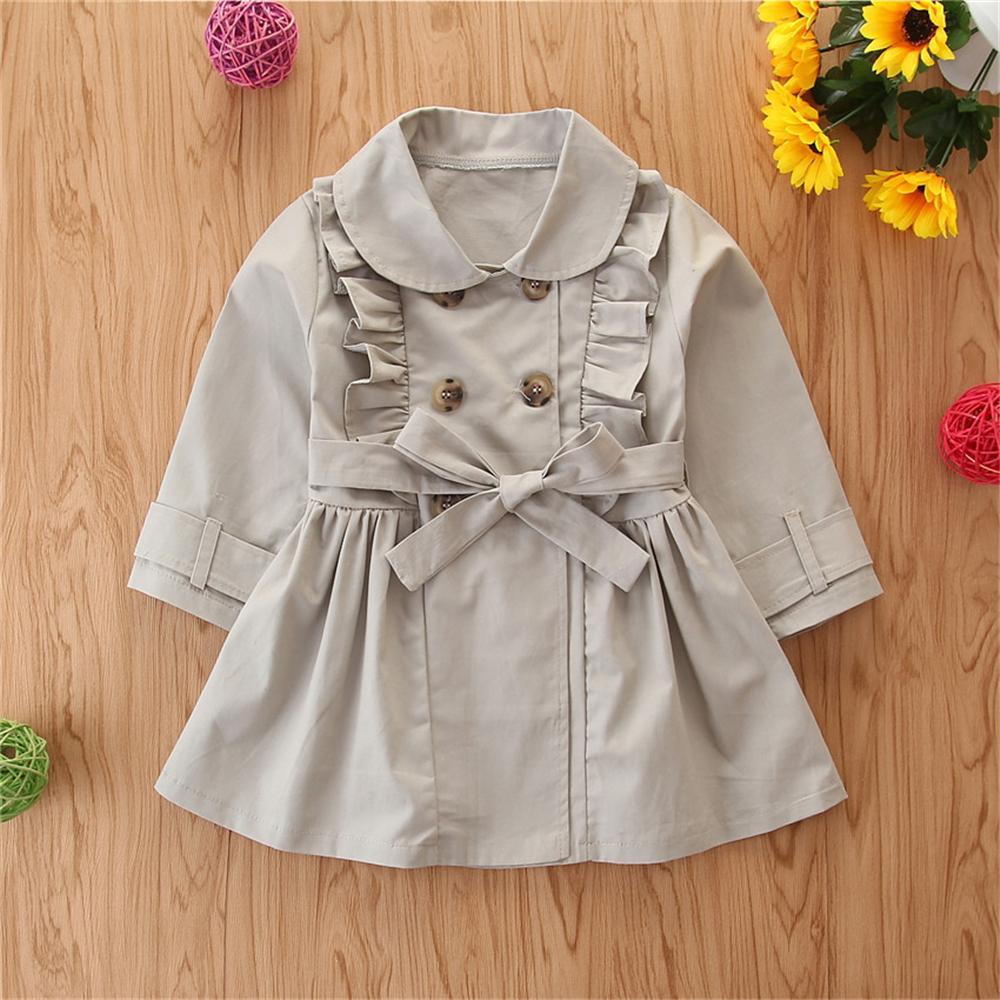 Girls Solid Long Sleeve Ruffle Casual Coats Wholesale - PrettyKid