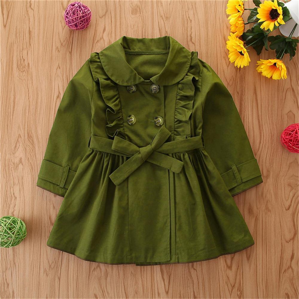 Girls Solid Long Sleeve Ruffle Casual Coats Wholesale - PrettyKid