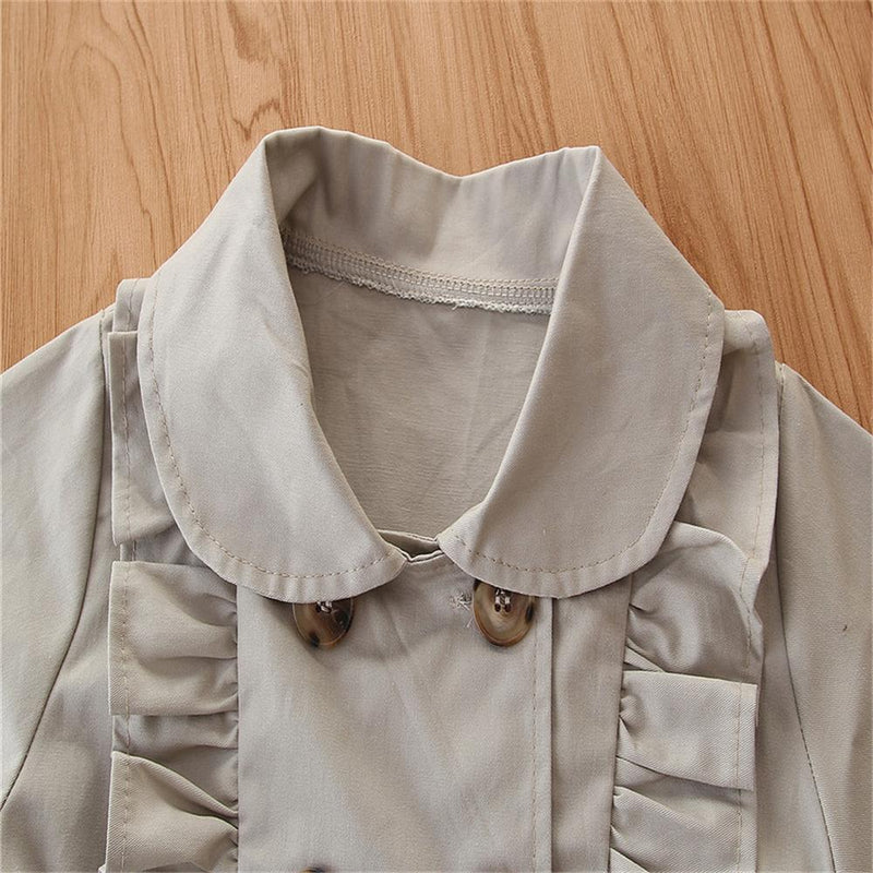 Girls Solid Long Sleeve Ruffle Casual Coats Wholesale - PrettyKid
