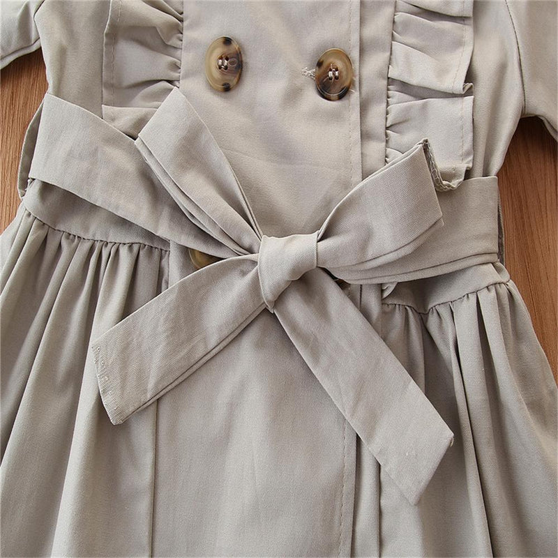 Girls Solid Long Sleeve Ruffle Casual Coats Wholesale - PrettyKid