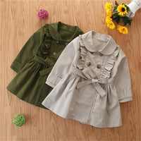 Girls Solid Long Sleeve Ruffle Casual Coats Wholesale - PrettyKid