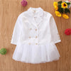 Girls Solid Long Sleeve Splicing Tulle Coats Wholesale - PrettyKid