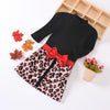 Girls Solid Long Sleeve Sweaters & Leopard Bow Skirt Girl Wholesale - PrettyKid