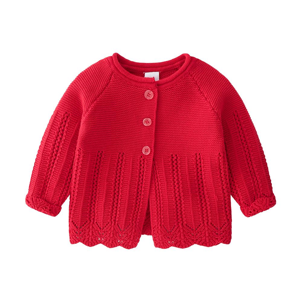 Baby Girls Solid Long Sleeve Sweet Cardigan Sweater Jackets - PrettyKid