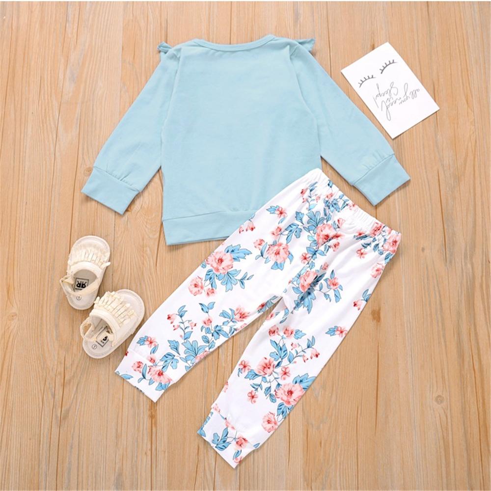 Girls Solid Long Sleeve Top & Floral Pants Toddler Girls Wholesale - PrettyKid