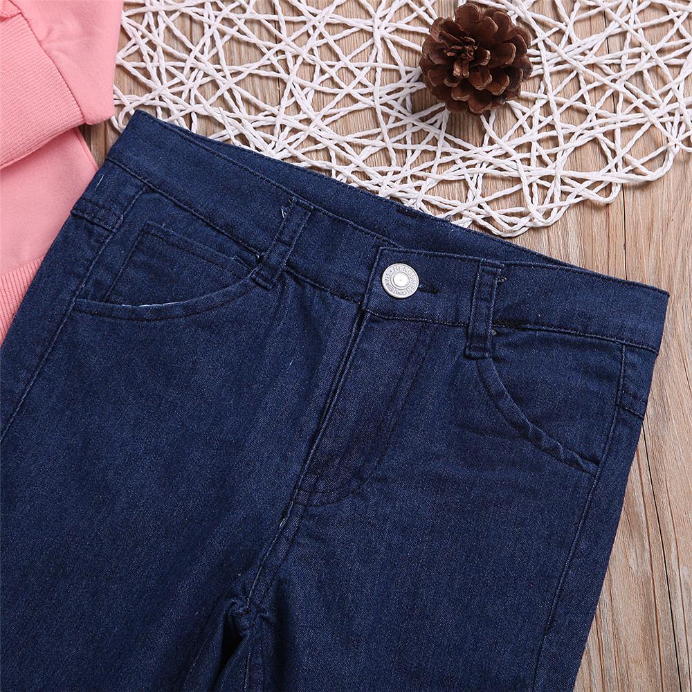 Girls Solid Long Sleeve Top & Jeans Wholesale Girls Boutique Clothing - PrettyKid