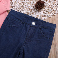 Girls Solid Long Sleeve Top & Jeans Wholesale Girls Boutique Clothing - PrettyKid