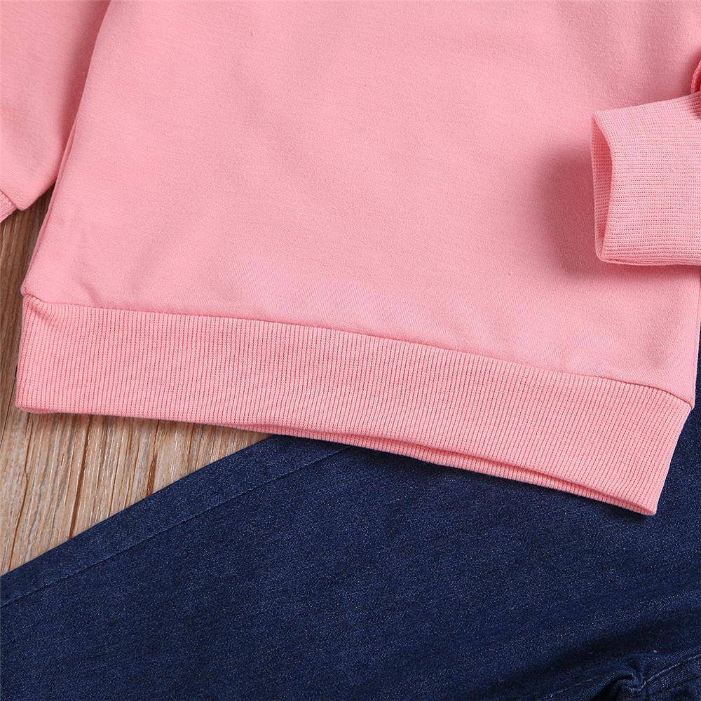 Girls Solid Long Sleeve Top & Jeans Wholesale Girls Boutique Clothing - PrettyKid