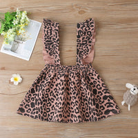 Baby Girls Solid Long Sleeve Top & Leopard Suspender Skirt Baby Clothing Cheap Wholesale - PrettyKid